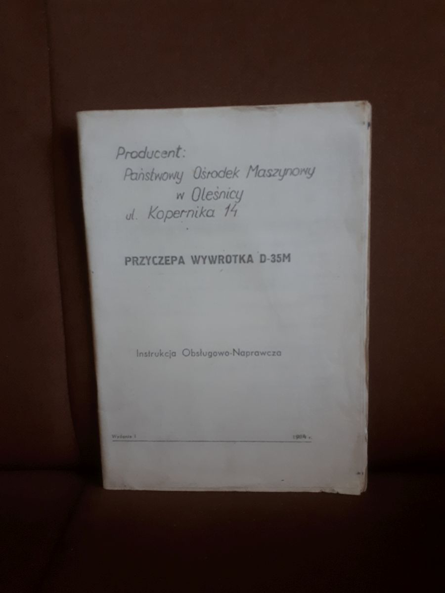 przyczepa wywrotka D-35M instrukcja obslugowo-naprawcza